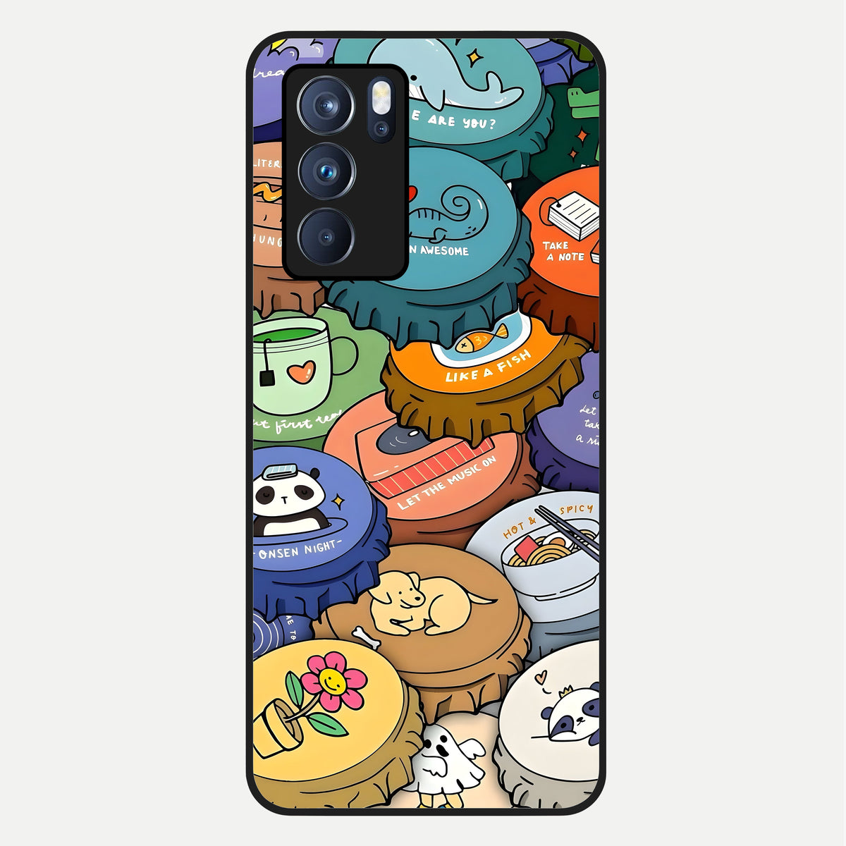  Coins Patterns Glass Case For Oppo Reno 6 Pro back cover – full design glossy printed glass finish