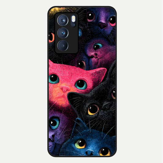  Cosmic Cats Dreams Glass Case For Oppo Reno 6 Pro back cover – full design glossy printed glass finish
