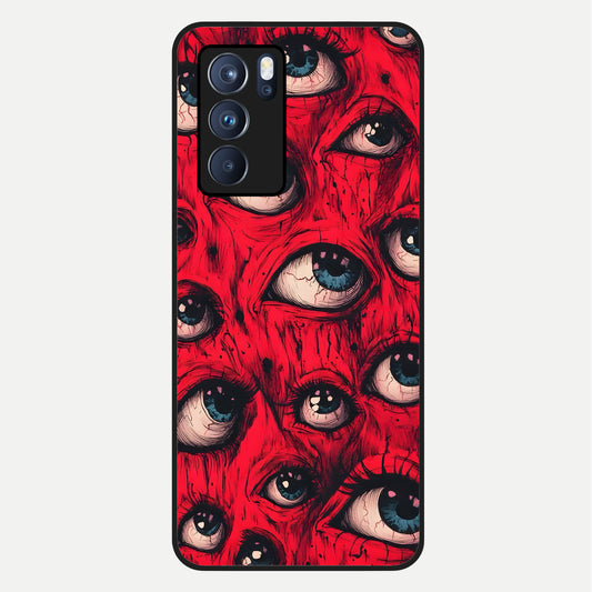  Crimson Watch Eyes Glass Case For Oppo Reno 6 Pro back cover – full design glossy printed glass finish