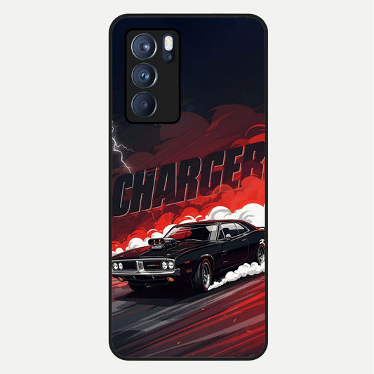  Dark Charger Fury Glass Case For Oppo Reno 6 Pro back cover – full design glossy printed glass finish