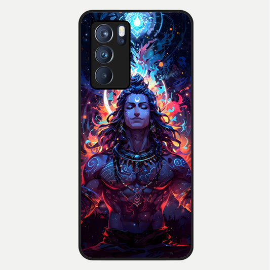  Divine Fire Shiv Glass Case For Oppo Reno 6 Pro back cover – full design glossy printed glass finish
