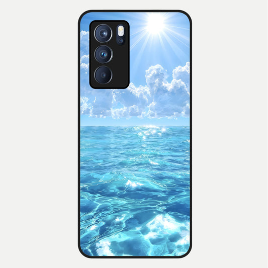  Endless Ocean Horizon Glass Case For Oppo Reno 6 Pro back cover – full design glossy printed glass finish