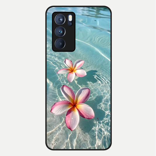  Floating Bloom Bliss Glass Case For Oppo Reno 6 Pro back cover – full design glossy printed glass finish