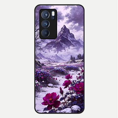  Flower Mountain View Glass Case For Oppo Reno 6 Pro back cover – full design glossy printed glass finish