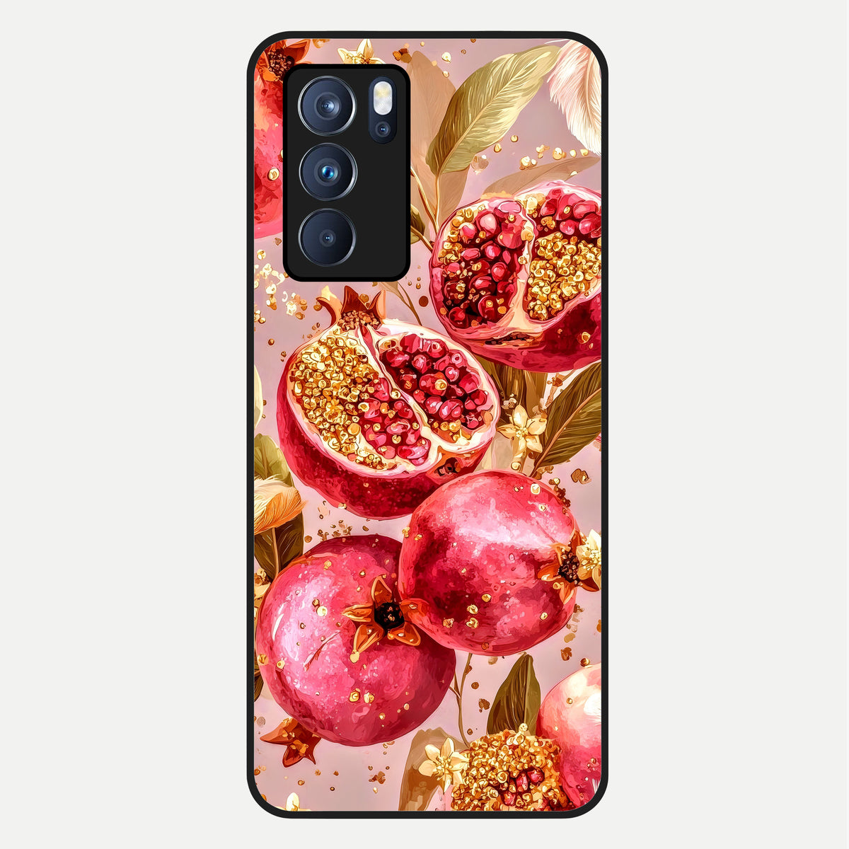  Golden Bloom Glow Glass Case For Oppo Reno 6 Pro back cover – full design glossy printed glass finish