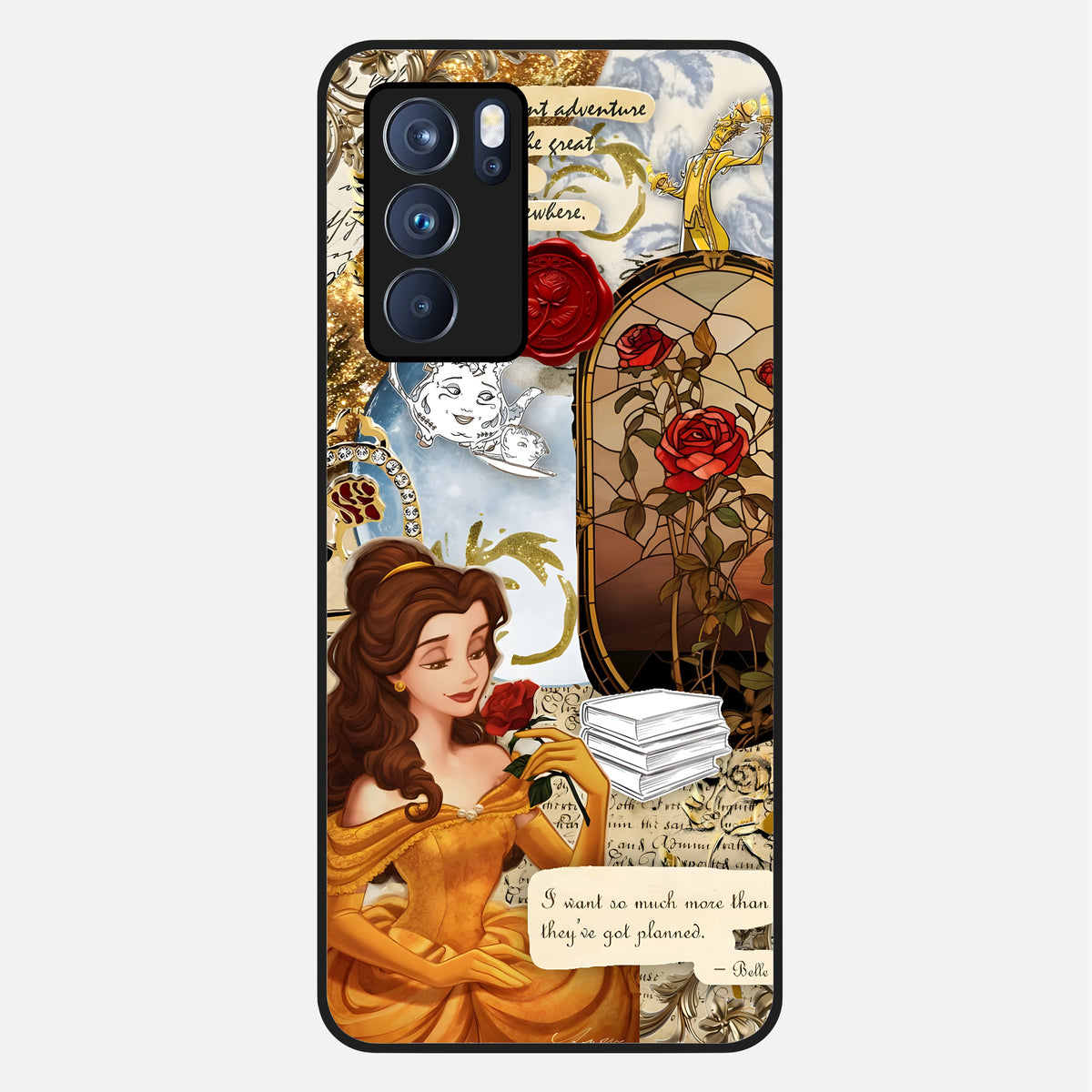  Golden Dream Belle Glass Case For Oppo Reno 6 Pro back cover – full design glossy printed glass finish