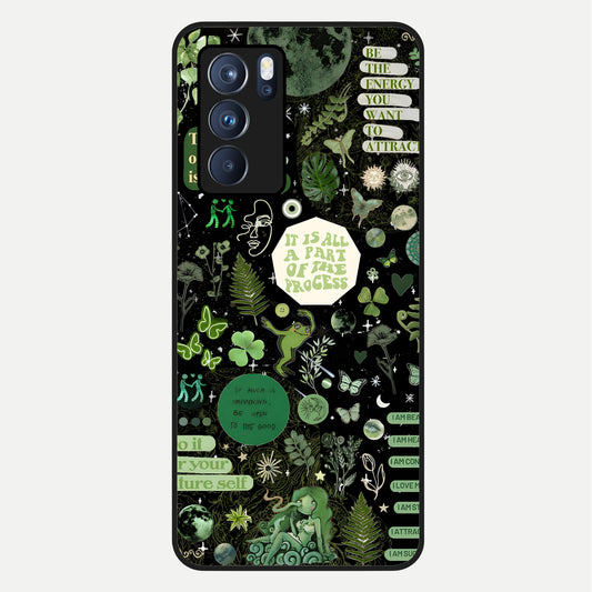  Green Mandala Pattern Glass Case For Oppo Reno 6 Pro back cover – full design glossy printed glass finish
