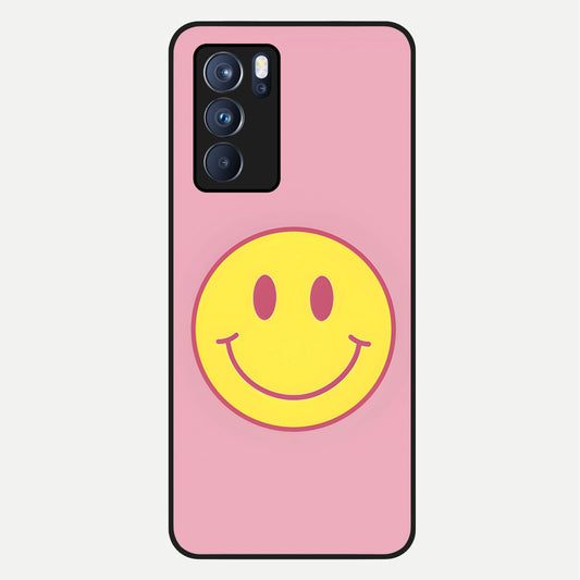  Happy Pink Mood Glass Case For Oppo Reno 6 Pro back cover – full design glossy printed glass finish