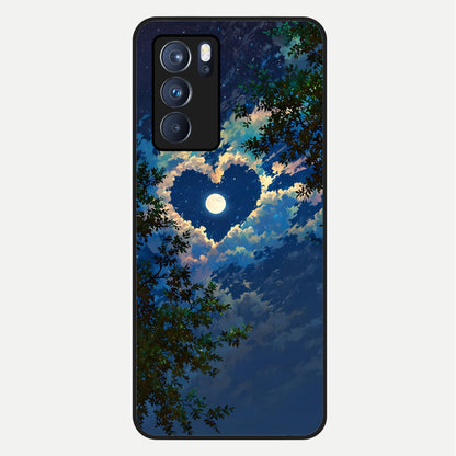  Heart With Moon Sky Glass Case For Oppo Reno 6 Pro back cover – full design glossy printed glass finish