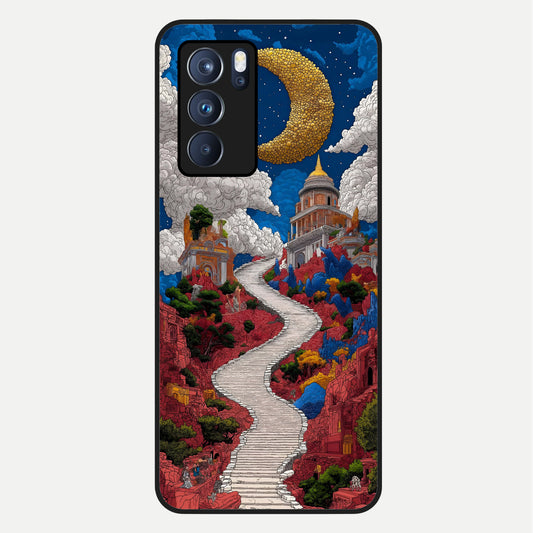  Heavenly Moon Path Glass Case For Oppo Reno 6 Pro back cover – full design glossy printed glass finish