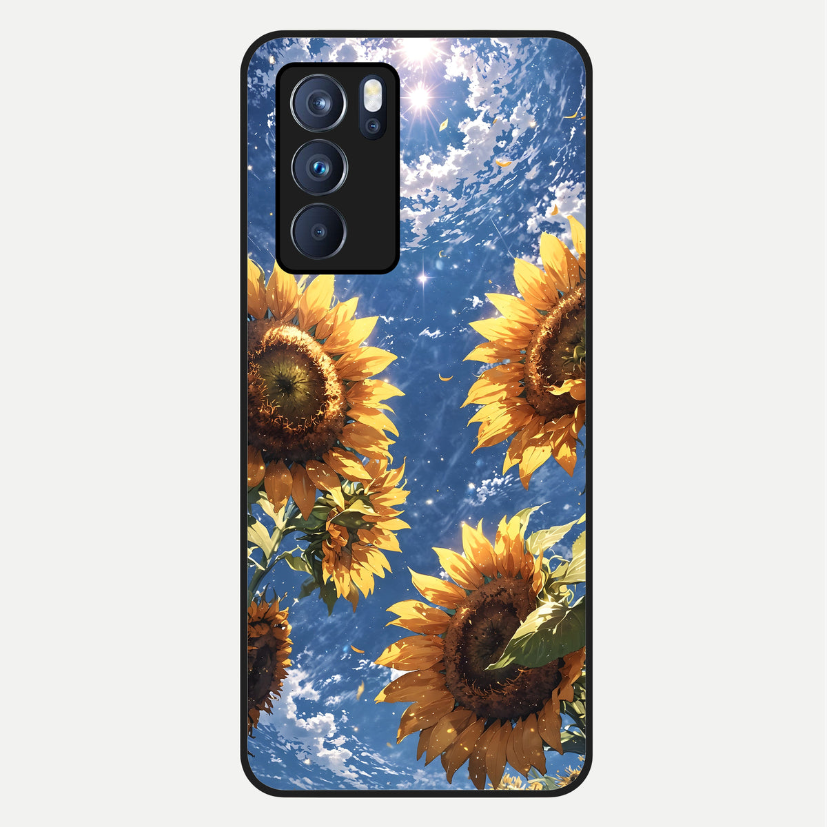  Heavenly Sunflower Rise Glass Case For Oppo Reno 6 Pro back cover – full design glossy printed glass finish