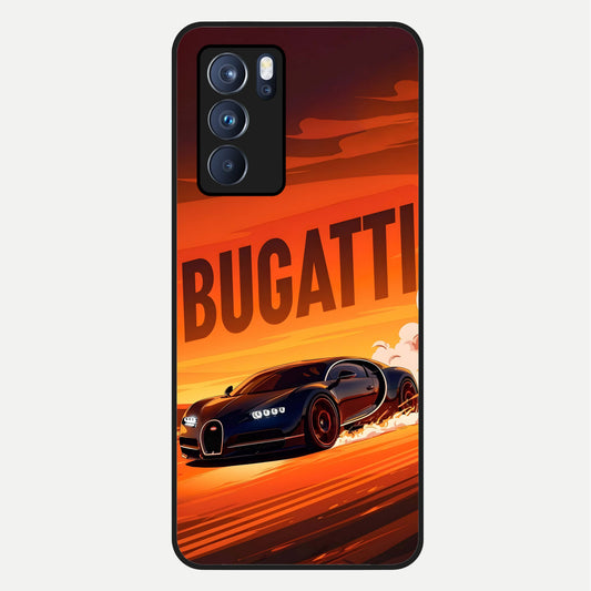  Inferno Bugatti Storm Glass Case For Oppo Reno 6 Pro back cover – full design glossy printed glass finish