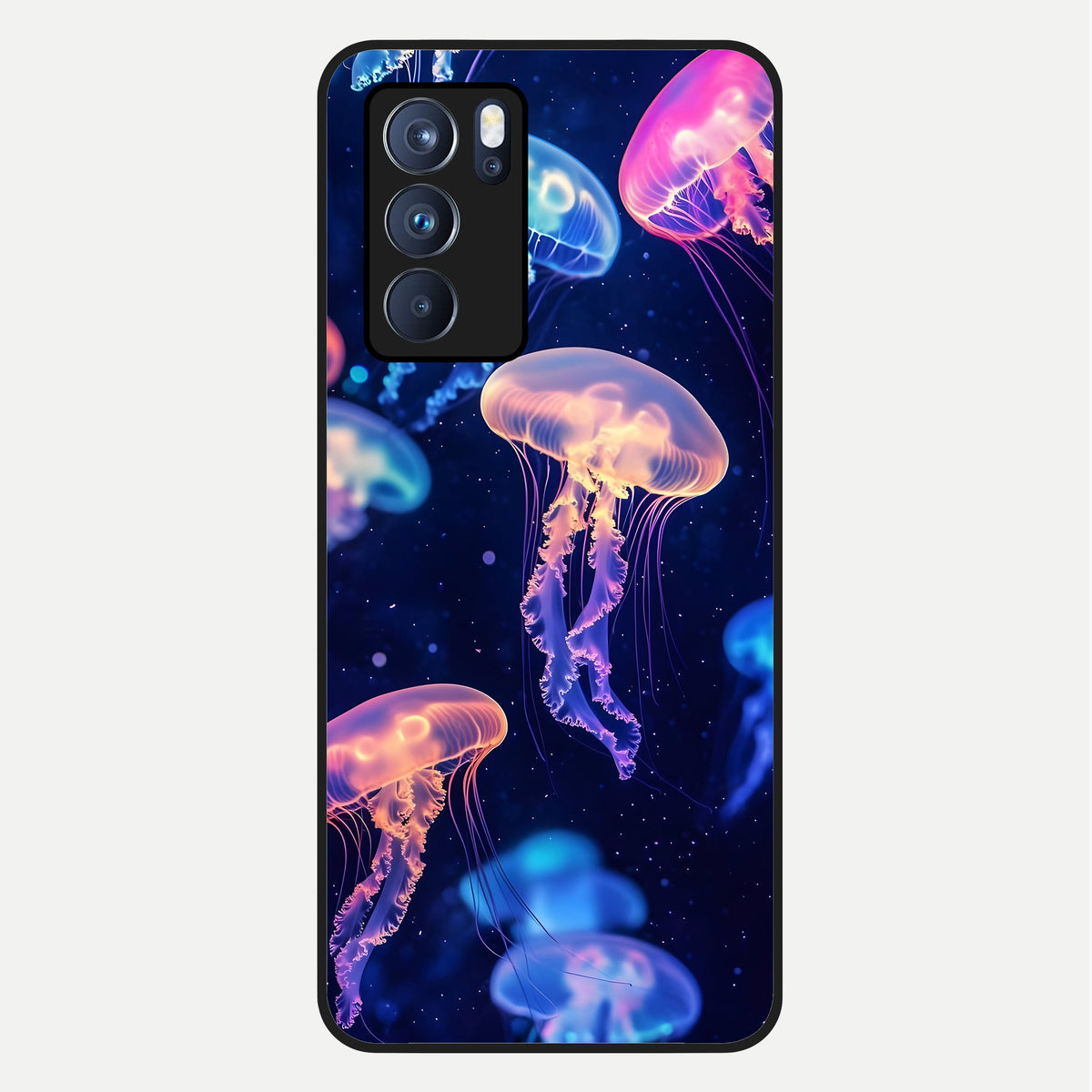  Jellyfish Pattern Glass Case For Oppo Reno 6 Pro back cover – full design glossy printed glass finish