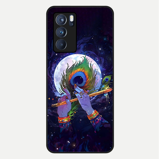  Krishna Hands Art Glass Case For Oppo Reno 6 Pro back cover – full design glossy printed glass finish