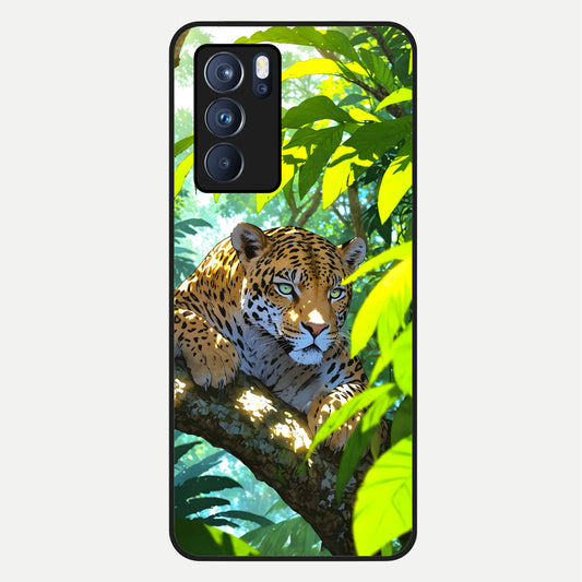  Leopard in Jungle Glass Case For Oppo Reno 6 Pro back cover – full design glossy printed glass finish
