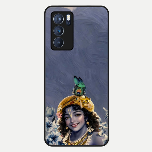 Lord Krishna Glass Case For Oppo Reno 6 Pro back cover – full design glossy printed glass finish