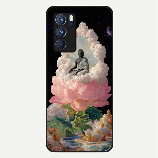  Lotus Divine Peace Glass Case For Oppo Reno 6 Pro back cover – full design glossy printed glass finish