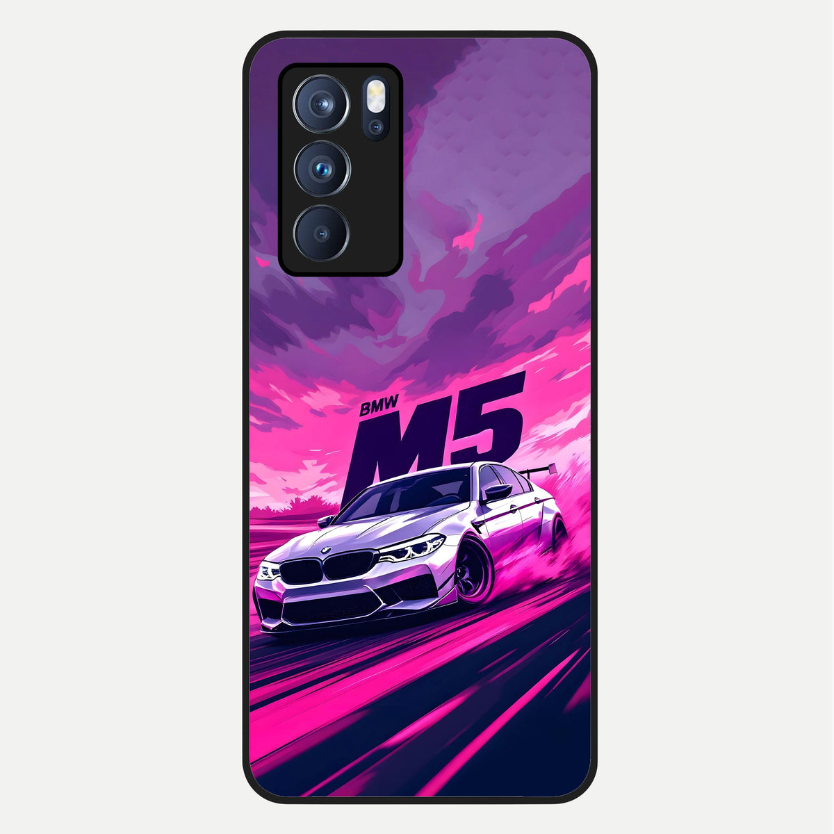  MS Neon Car Glass Case For Oppo Reno 6 Pro back cover – full design glossy printed glass finish