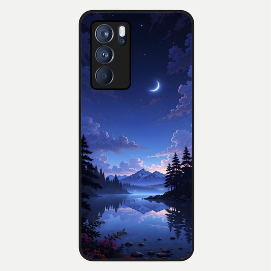  Midnight Lake Peace Glass Case For Oppo Reno 6 Pro back cover – full design glossy printed glass finish