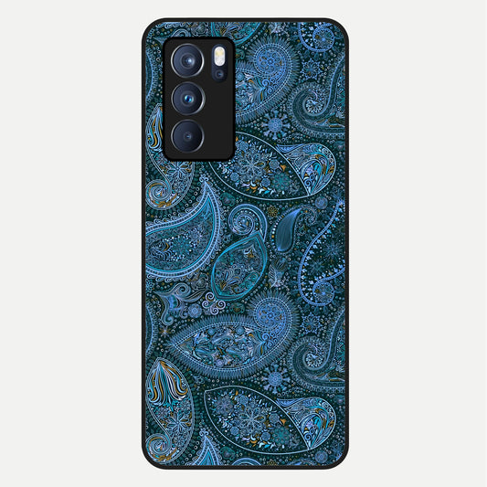  Midnight Paisley Glow Glass Case For Oppo Reno 6 Pro back cover – full design glossy printed glass finish
