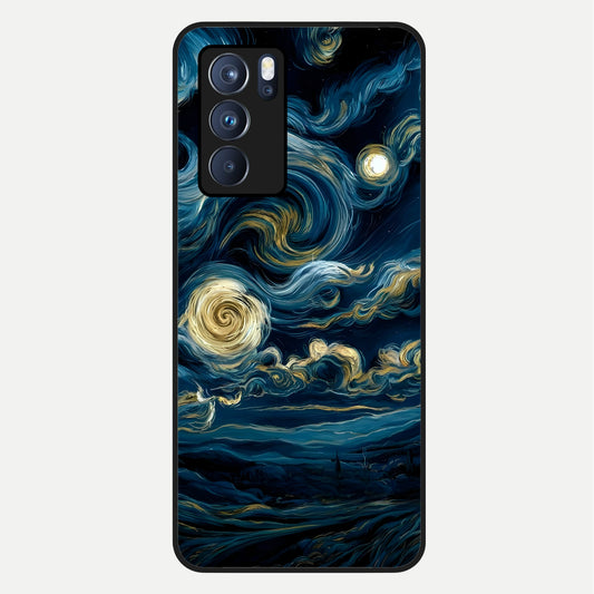  Midnight Sky Whirl Glass Case For Oppo Reno 6 Pro back cover – full design glossy printed glass finish