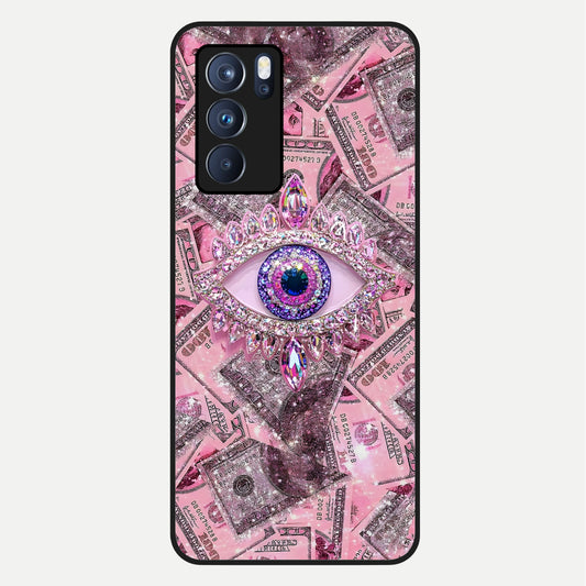  Money Eye Luxe Glass Case For Oppo Reno 6 Pro back cover – full design glossy printed glass finish