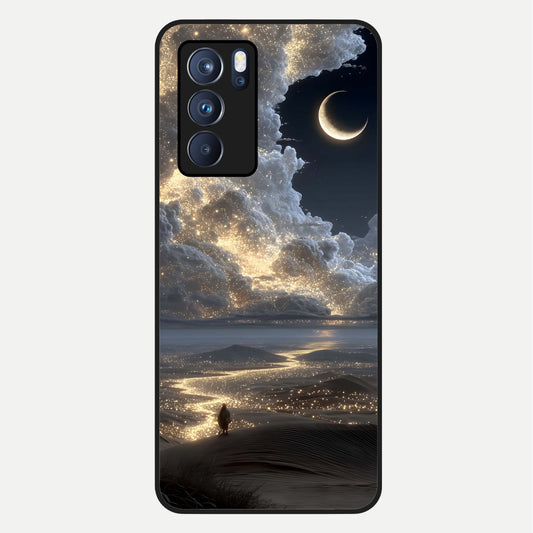  Moonlight Spark Path Glass Case For Oppo Reno 6 Pro back cover – full design glossy printed glass finish