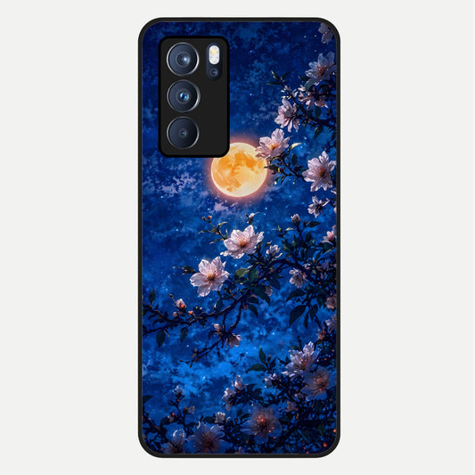  Moonlit Blossoms Night Glass Case For Oppo Reno 6 Pro back cover – full design glossy printed glass finish