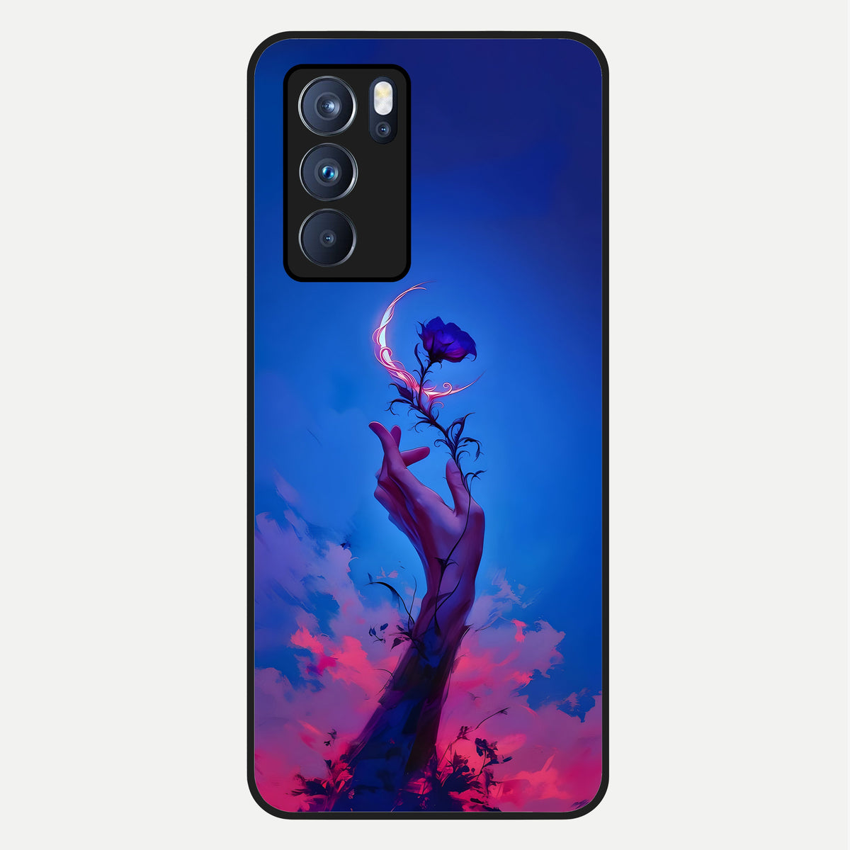  Mystic Hand Glass Case For Oppo Reno 6 Pro back cover – full design glossy printed glass finish