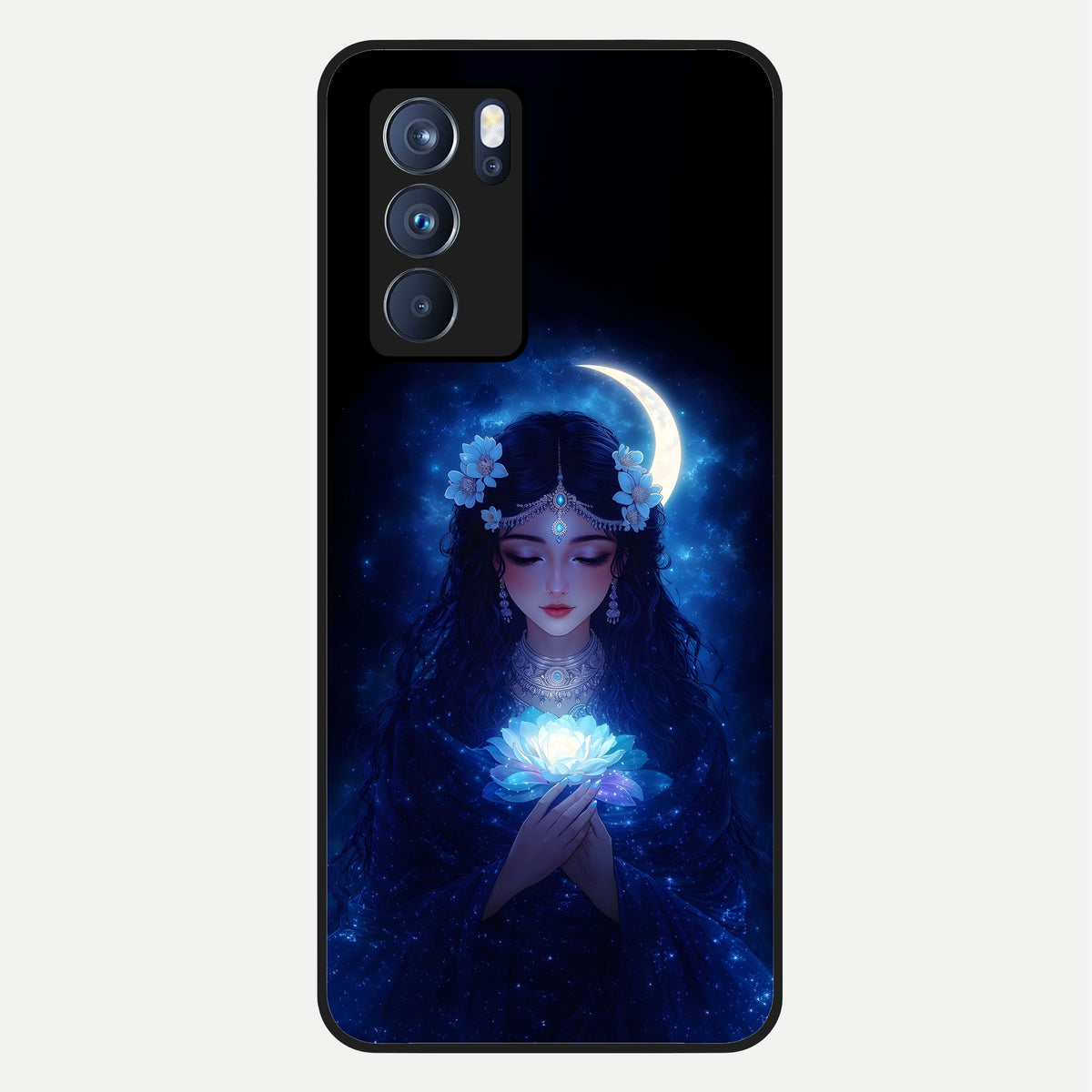  Mystic Moon Queen Glass Case For Oppo Reno 6 Pro back cover – full design glossy printed glass finish