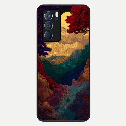  Mystic Valley Light Glass Case For Oppo Reno 6 Pro back cover – full design glossy printed glass finish