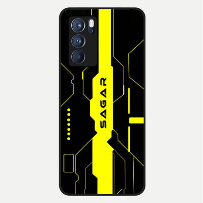  Neon CYBERPUNK Custom Name Glass Case For Oppo Reno 6 Pro back cover – full design glossy printed glass finish