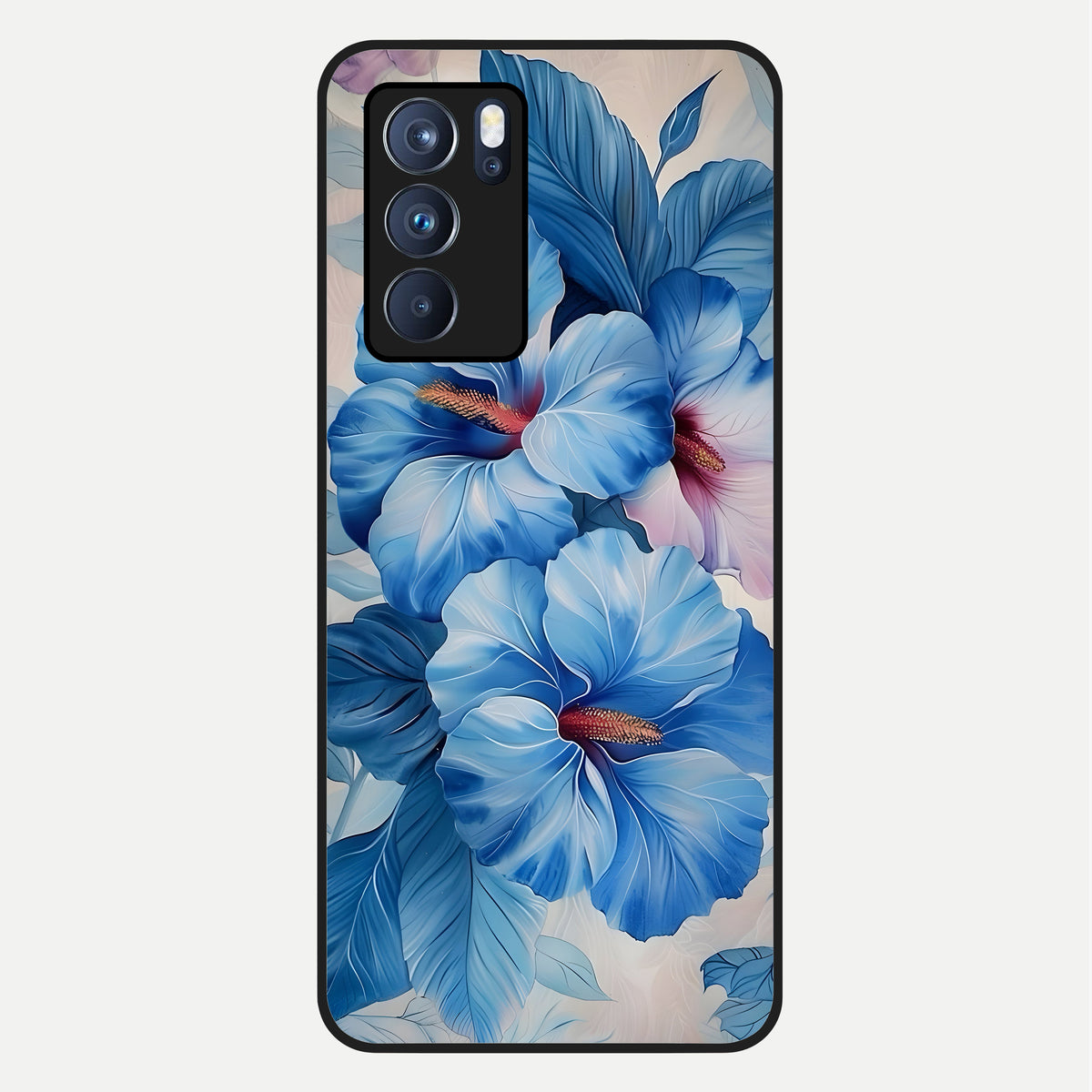  Ocean Hibiscus Grace Glass Case For Oppo Reno 6 Pro back cover – full design glossy printed glass finish