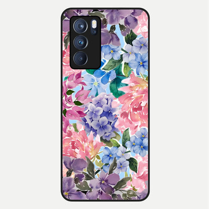  Pastel Floral Mix Glass Case For Oppo Reno 6 Pro back cover – full design glossy printed glass finish