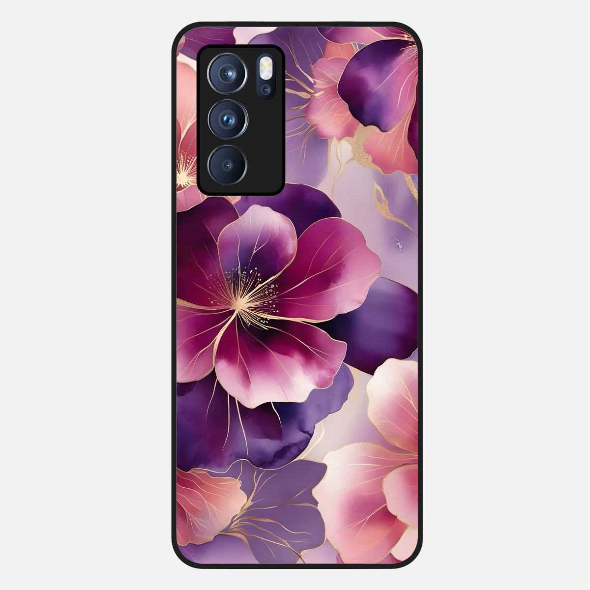  Pink Bouquet Florals Glass Case For Oppo Reno 6 Pro back cover – full design glossy printed glass finish