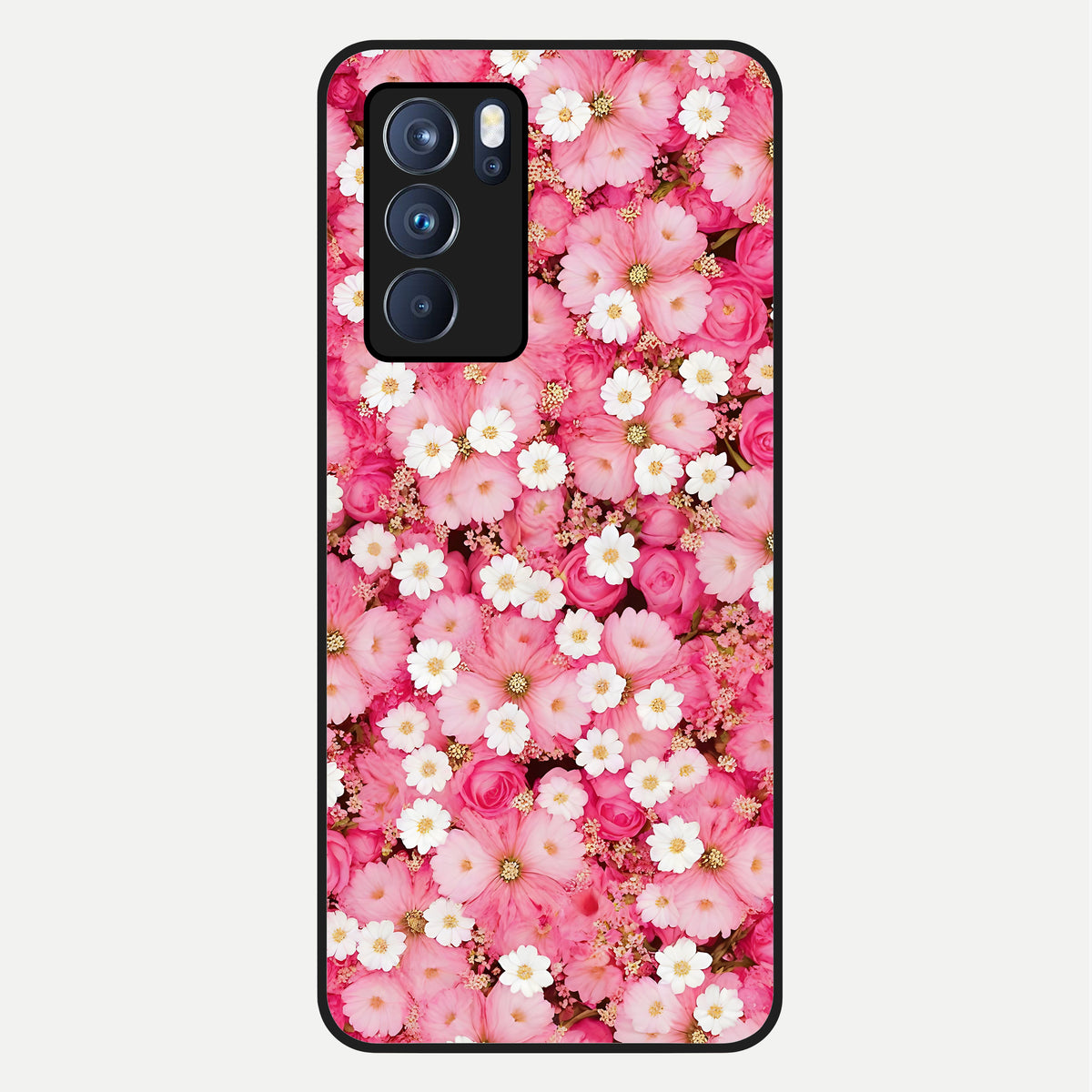  Pink Daisy Bliss Glass Case For Oppo Reno 6 Pro back cover – full design glossy printed glass finish