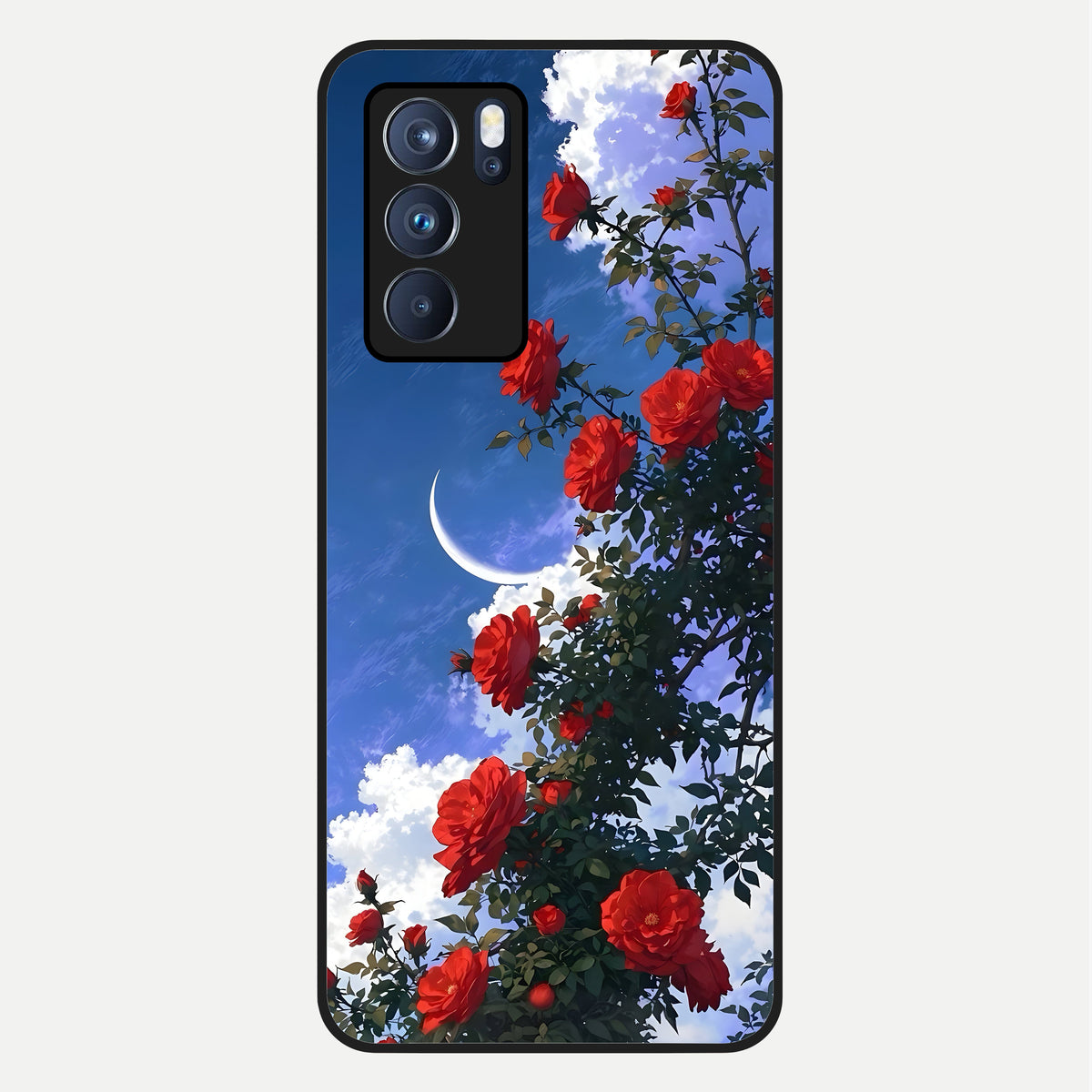  Rose Drift Flowers Glass Case For Oppo Reno 6 Pro back cover – full design glossy printed glass finish