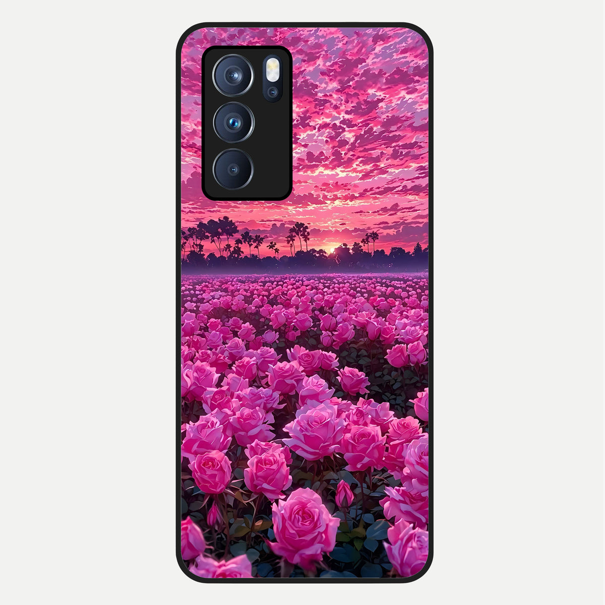  Rose Sunset Valley Glass Case For Oppo Reno 6 Pro back cover – full design glossy printed glass finish