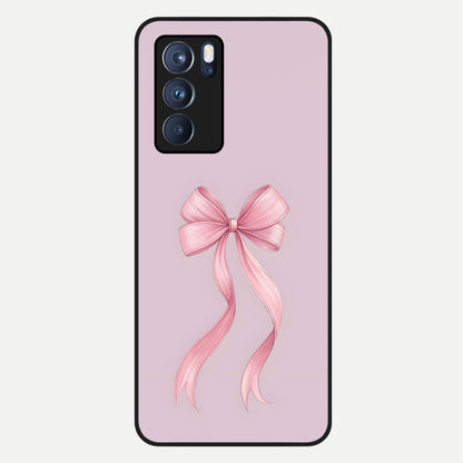  Soft Blush Bow Glass Case For Oppo Reno 6 Pro back cover – full design glossy printed glass finish