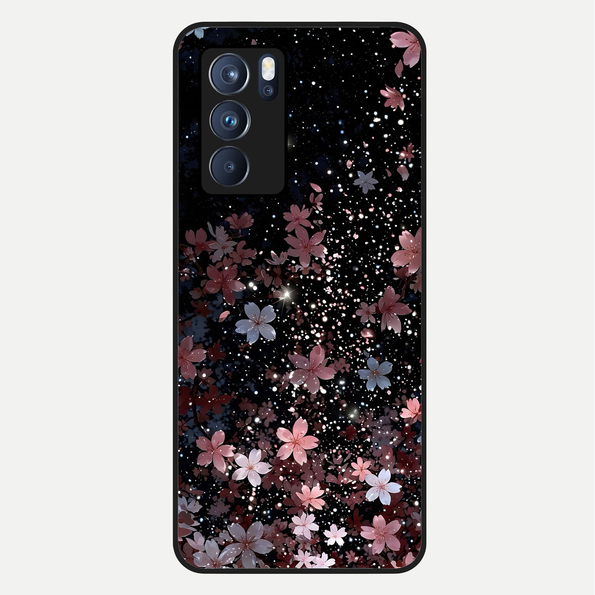 Starlit Flower Dreams Glass Case For Oppo Reno 6 Pro back cover – full design glossy printed glass finish