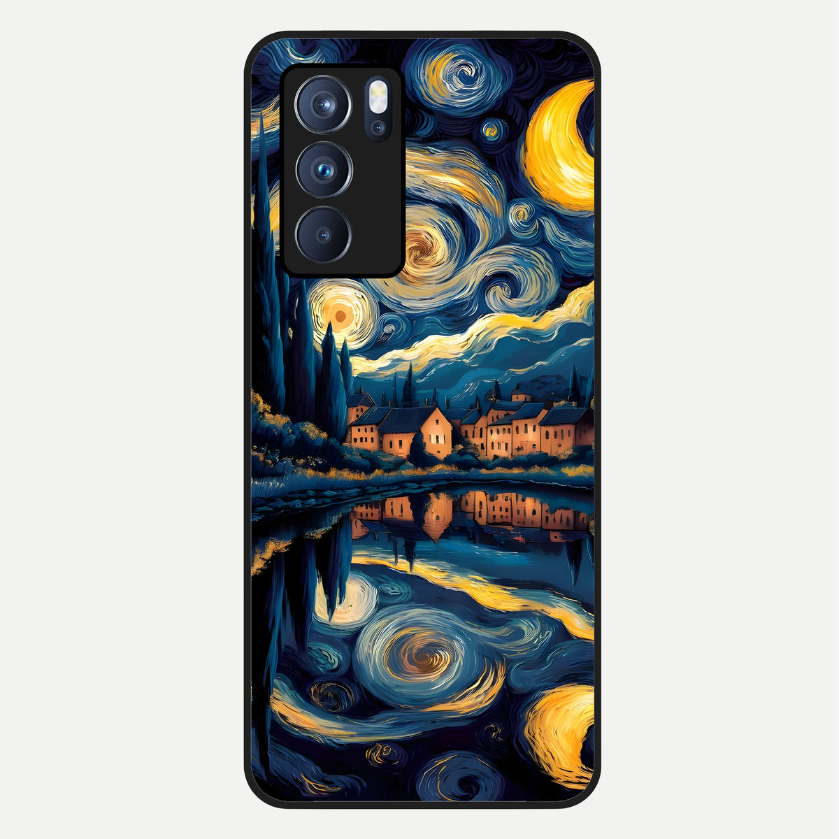  Starry Sky Serenity Glass Case For Oppo Reno 6 Pro back cover – full design glossy printed glass finish