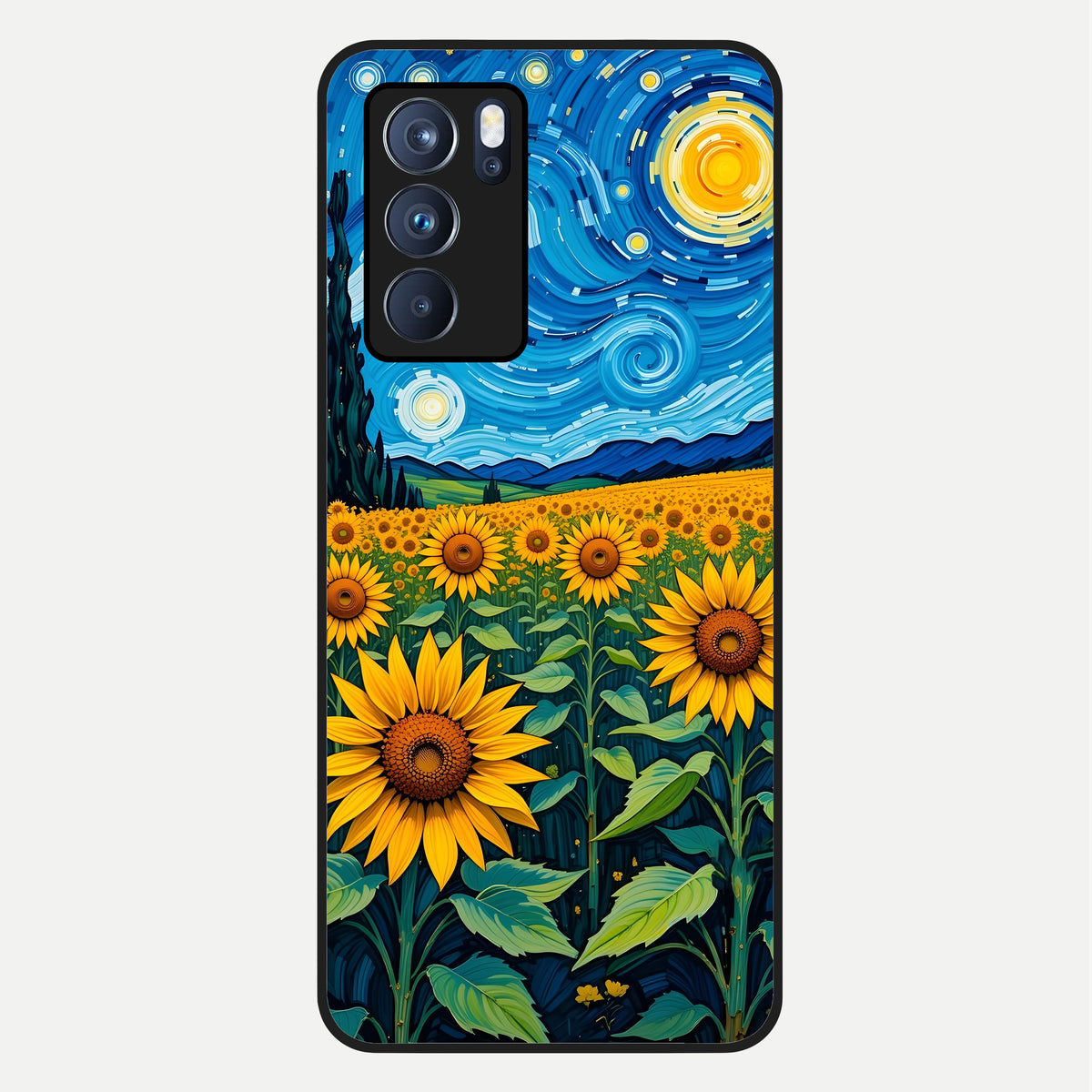  Starry Sunflower Dreams Glass Case For Oppo Reno 6 Pro back cover – full design glossy printed glass finish