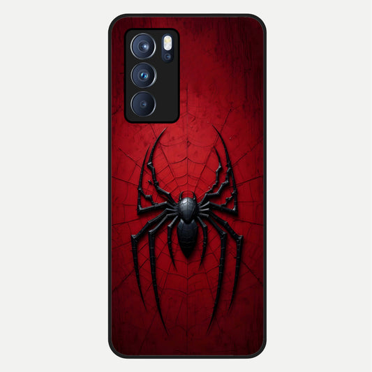  Superhero Web Emblem Glass Case For Oppo Reno 6 Pro back cover – full design glossy printed glass finish