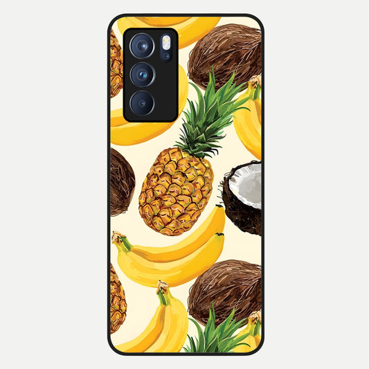  Tropical Fruit Mood Glass Case For Oppo Reno 6 Pro back cover – full design glossy printed glass finish