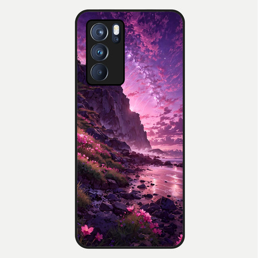  Twilight Blossom Coast Glass Case For Oppo Reno 6 Pro back cover – full design glossy printed glass finish