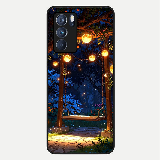  Twilight Garden Swing Glass Case For Oppo Reno 6 Pro back cover – full design glossy printed glass finish