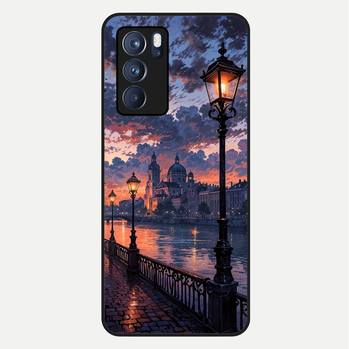 Twilight River Lights Glass Case For Oppo Reno 6 Pro back cover – full design glossy printed glass finish