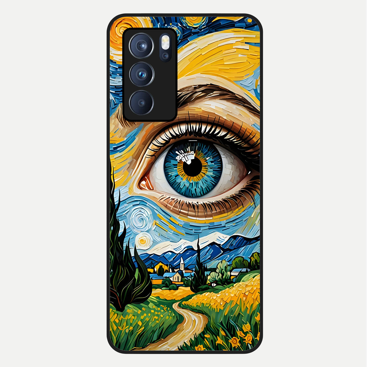  Van Gogh Eye Glass Case For Oppo Reno 6 Pro back cover – full design glossy printed glass finish