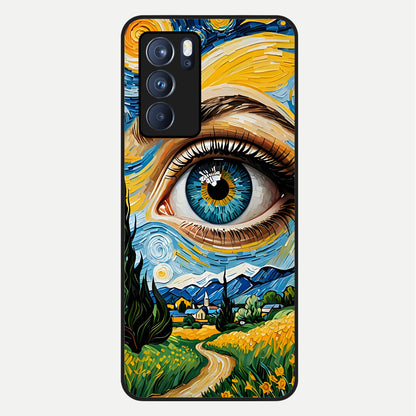  Van Gogh Eye Glass Case For Oppo Reno 6 Pro back cover – full design glossy printed glass finish