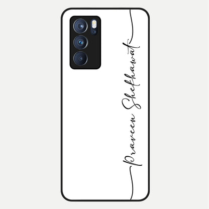  White Tune Custom Name Glass Case For Oppo Reno 6 Pro back cover – personalized glossy printed glass finish